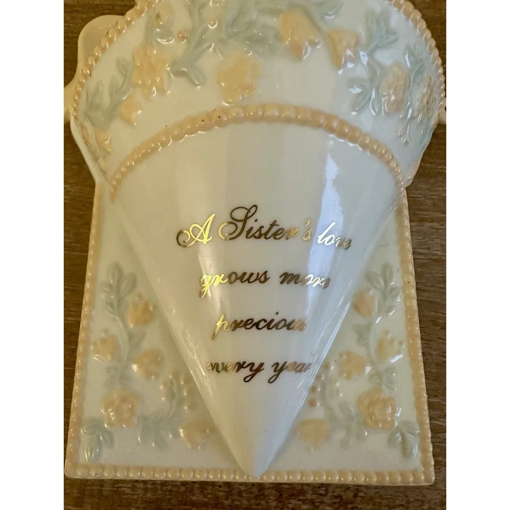 Vintage Mid Century Wall Pocket Stand Vase A Sisters Love Sister Gift‎ 6.5
